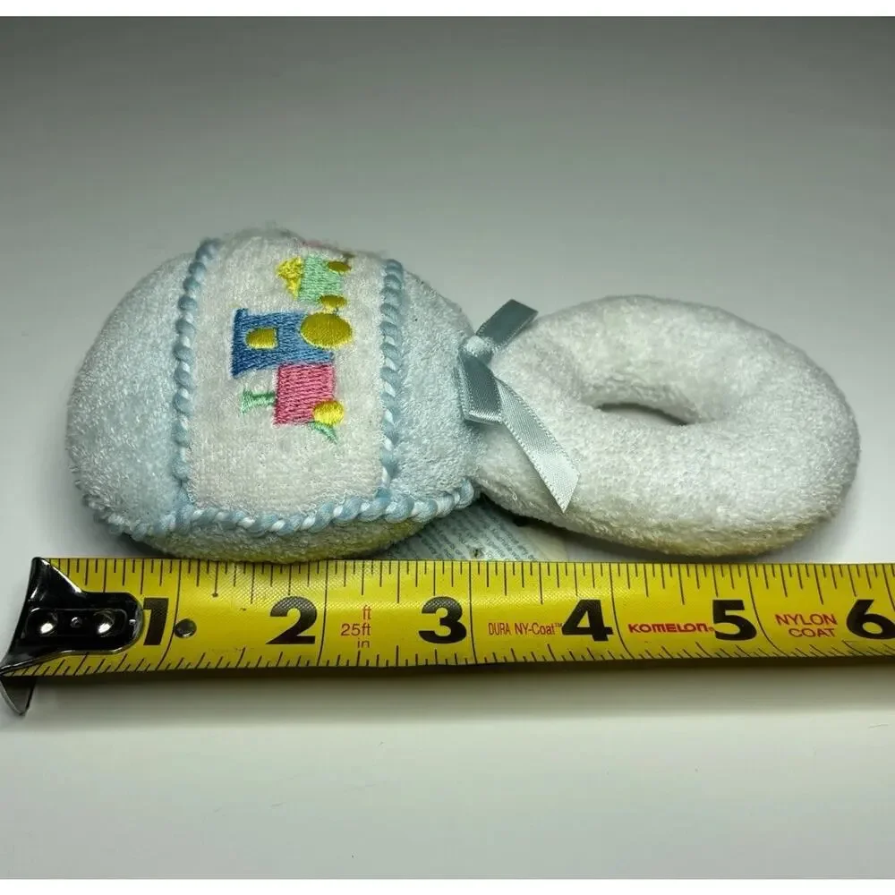 Vintage Eden Terry Cloth Rattle Plush White Pastel Train Baby Toy With Tags